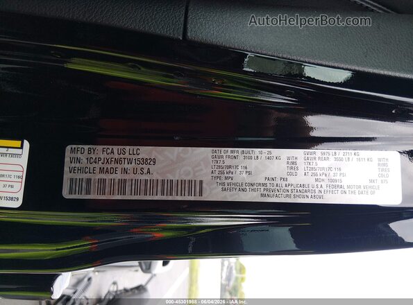 1C4PJXFN6TW153829 2026 JEEP WRANGLER Black Вид підкапотного простору