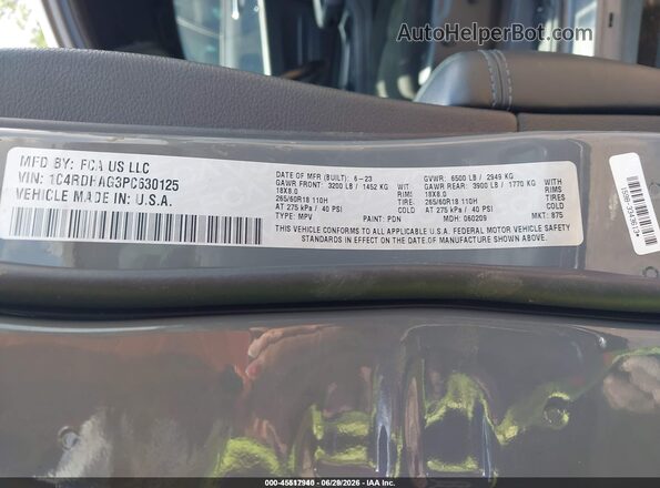 1C4RDHAG3PC630125 2023 DODGE DURANGO Gray Widok komory silnika