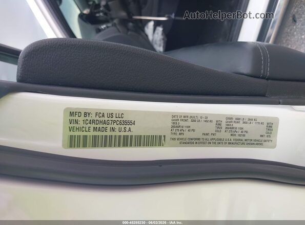 1C4RDHAG7PC635554 2023 DODGE DURANGO White Շարժիչի բաժամունքի տեսք