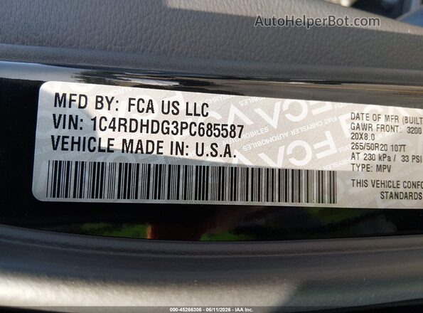 1C4RDHDG3PC685587 2023 DODGE DURANGO Черный Вид подкапотного пространства