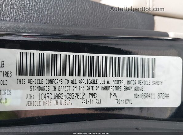 1C4RDJAG3HC937612 2017 DODGE DURANGO Black Widok komory silnika