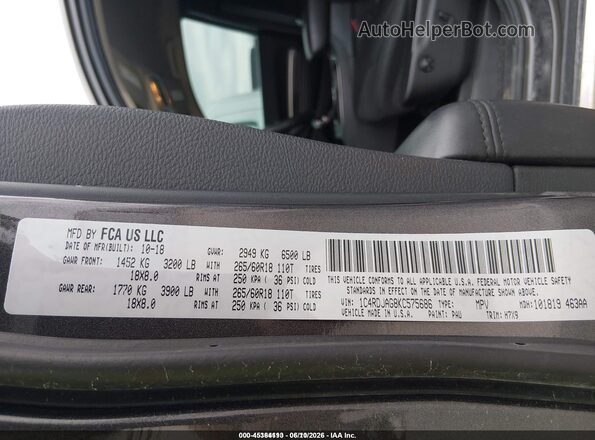 1C4RDJAG8KC575686 2019 DODGE DURANGO Gray 