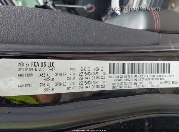 1C4RDJDG1JC101928 2018 DODGE DURANGO Black Widok komory silnika