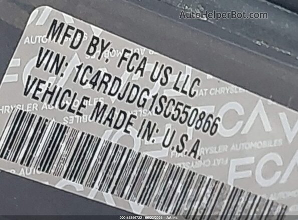 1C4RDJDG1SC550866 2025 DODGE DURANGO Gray Vista del compartimento del motor