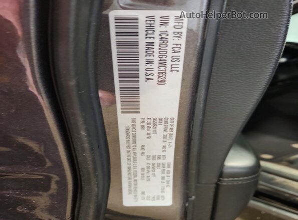 1C4RDJDG4MC765290 2021 DODGE DURANGO Угольный Панорамный вид салона 360°