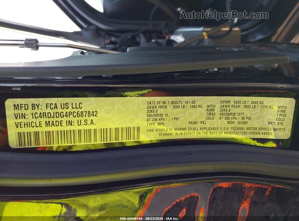 1C4RDJDG4PC687842 2023 DODGE DURANGO Black Vista del compartimento del motor