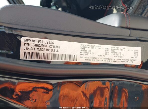 1C4RDJDG4PC718880 2023 DODGE DURANGO Black Vista del compartimento del motor