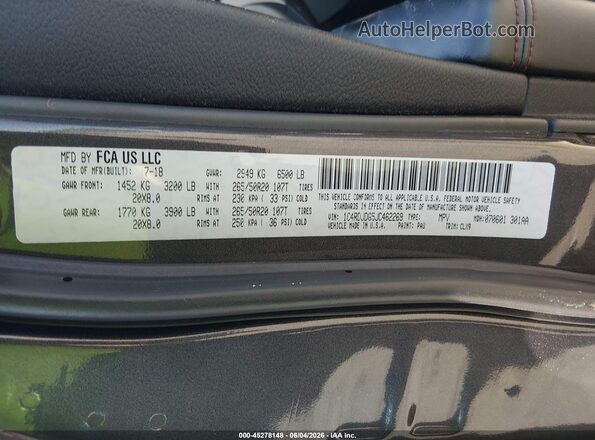 1C4RDJDG5JC462269 2018 DODGE DURANGO Gray Engine compartment view
