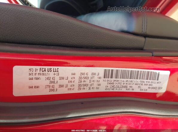1C4RDJDG6JC354856 2018 DODGE DURANGO Red Engine compartment view