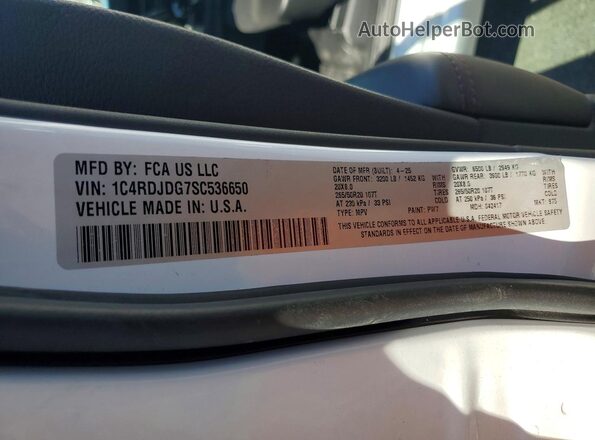 1C4RDJDG7SC536650 2025 DODGE DURANGO Белый Вид подкапотного пространства