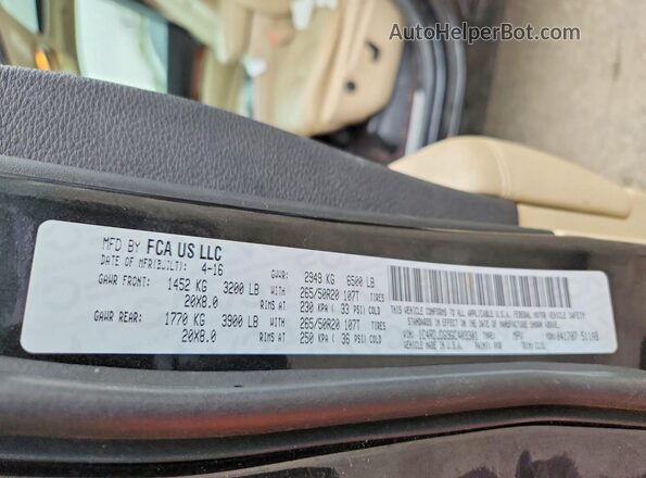 1C4RDJDG9GC403301 2016 DODGE DURANGO Black Widok naklejki z numerem VIN