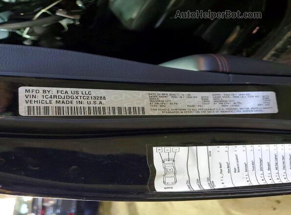 1C4RDJDGXTC213288 2026 DODGE DURANGO Black VIN sticker view