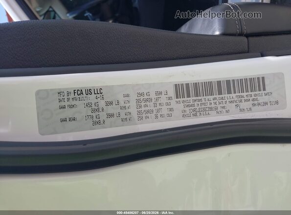 1C4RDJEG3GC398160 2016 DODGE DURANGO White Engine compartment view