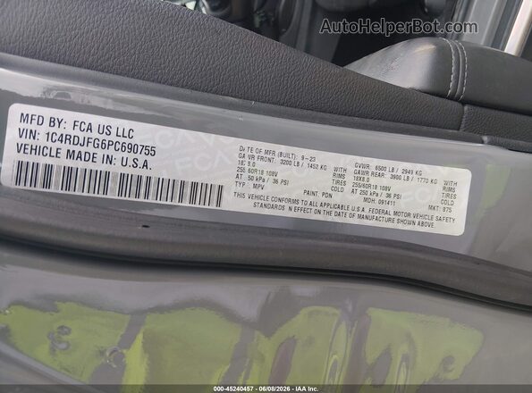 1C4RDJFG6PC690755 2023 DODGE DURANGO Gray Engine compartment view