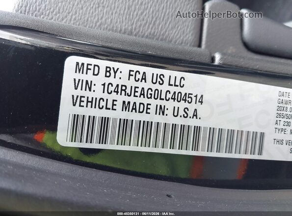 1C4RJEAG0LC404514 2020 JEEP GRAND CHEROKEE Black Շարժիչի բաժամունքի տեսք