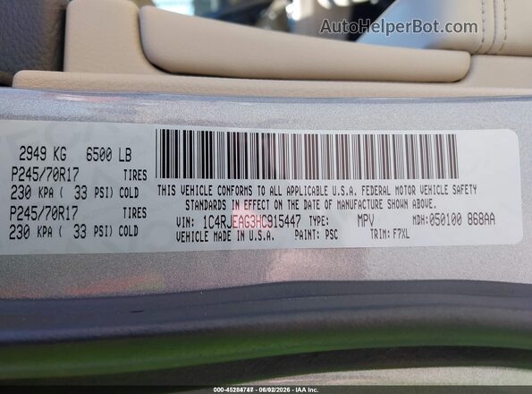1C4RJEAG3HC915447 2017 JEEP GRAND CHEROKEE Silver 