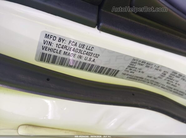 1C4RJEAG3LC403132 2020 JEEP GRAND CHEROKEE White Вид підкапотного простору