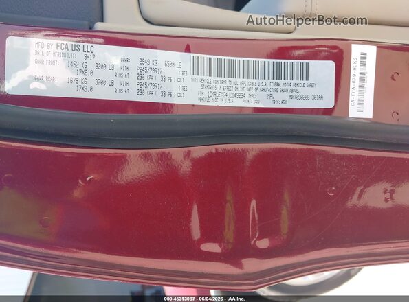 1C4RJEAG4JC149234 2018 JEEP GRAND CHEROKEE Burgundy Շարժիչի բաժամունքի տեսք