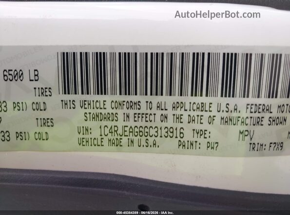 1C4RJEAG6GC313916 2016 JEEP GRAND CHEROKEE White Vista del compartimento del motor
