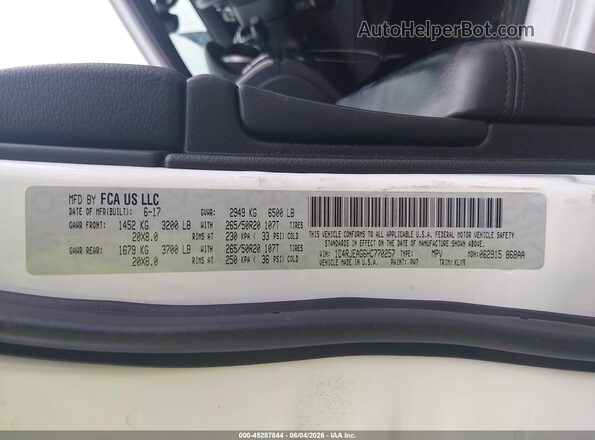 1C4RJEAG6HC770257 2017 JEEP GRAND CHEROKEE White Вид підкапотного простору