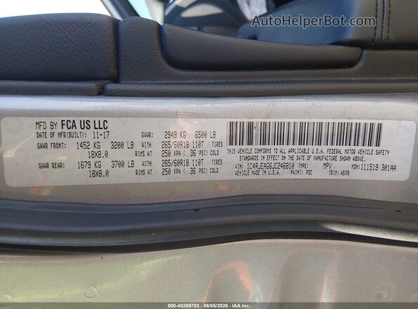 1C4RJEAG6JC246810 2018 JEEP GRAND CHEROKEE Серебряный Вид подкапотного пространства