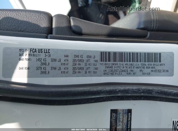 1C4RJEAG7JC344616 2018 JEEP GRAND CHEROKEE Белый Вид подкапотного пространства