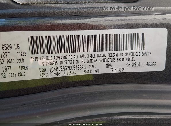 1C4RJEAG7KC543876 2019 JEEP GRAND CHEROKEE Black Vista del compartimento del motor