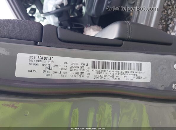 1C4RJEAG7LC170498 2020 JEEP GRAND CHEROKEE Gray Շարժիչի բաժամունքի տեսք