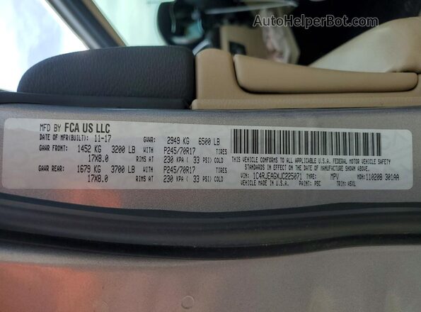 1C4RJEAGXJC225071 2018 JEEP GRAND Silver VIN կոդի պիտակի տեսք