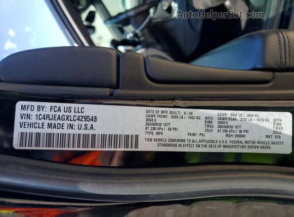 1C4RJEAGXLC429548 2020 JEEP GRAND Black VIN կոդի պիտակի տեսք