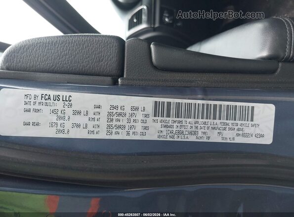 1C4RJEBG0LC306369 2020 JEEP GRAND CHEROKEE Blue Engine compartment view