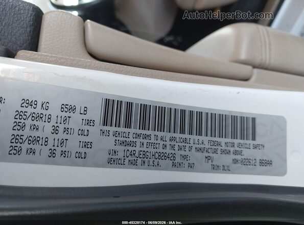 1C4RJEBG1HC826426 2017 JEEP GRAND CHEROKEE White ძრავის განყოფილების ხედი