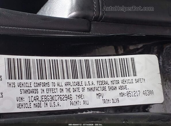 1C4RJEBG3KC762946 2019 JEEP GRAND CHEROKEE Black Engine compartment view