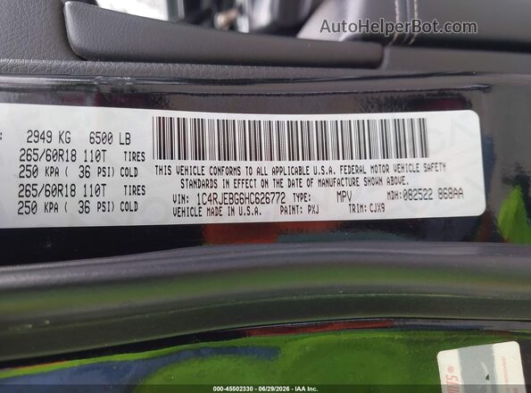 1C4RJEBG6HC626772 2017 JEEP GRAND CHEROKEE Black Вид підкапотного простору
