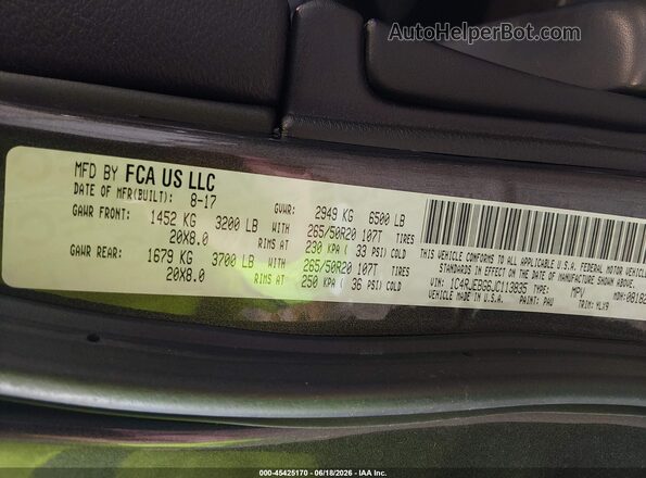 1C4RJEBG6JC113835 2018 JEEP GRAND CHEROKEE Gray Widok komory silnika