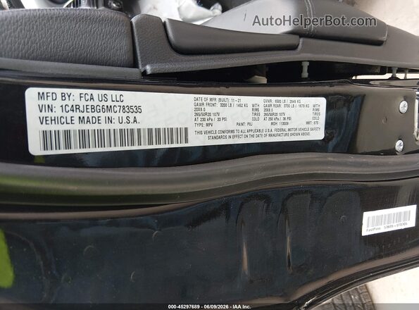 1C4RJEBG6MC783535 2021 JEEP GRAND CHEROKEE Black ძრავის განყოფილების ხედი