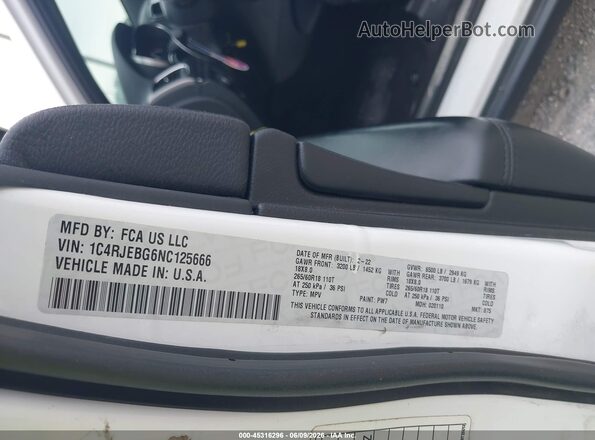 1C4RJEBG6NC125666 2022 JEEP GRAND CHEROKEE WK White Շարժիչի բաժամունքի տեսք