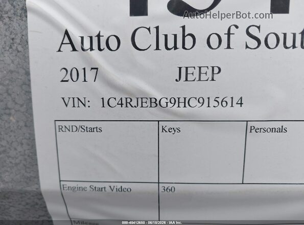 1C4RJEBG9HC915614 2017 JEEP GRAND CHEROKEE Black Вид підкапотного простору