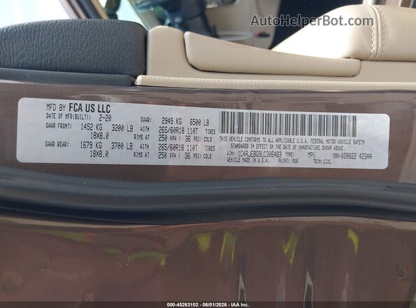 1C4RJEBG9LC306483 2020 JEEP GRAND CHEROKEE Brown ძრავის განყოფილების ხედი