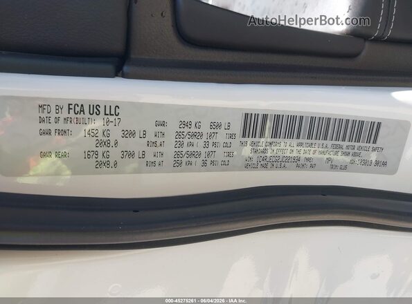 1C4RJECG2JC221934 2018 JEEP GRAND CHEROKEE White Вид підкапотного простору