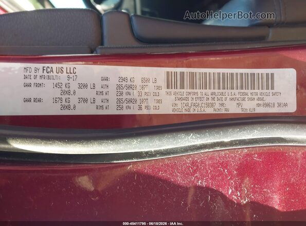 1C4RJFAG0JC158387 2018 JEEP GRAND CHEROKEE Maroon Widok komory silnika