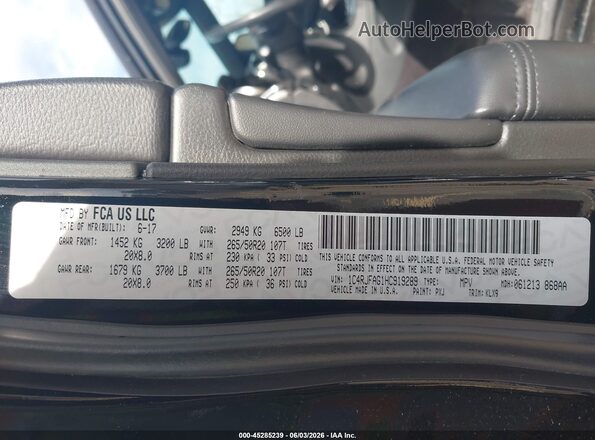 1C4RJFAG1HC919289 2017 JEEP GRAND CHEROKEE Black Շարժիչի բաժամունքի տեսք