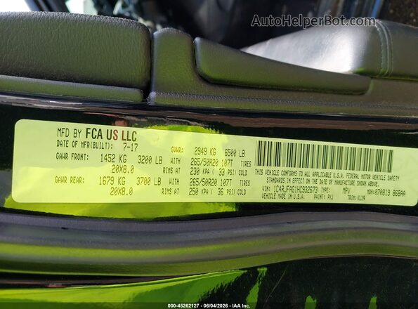 1C4RJFAG1HC932673 2017 JEEP GRAND CHEROKEE Черный Вид подкапотного пространства