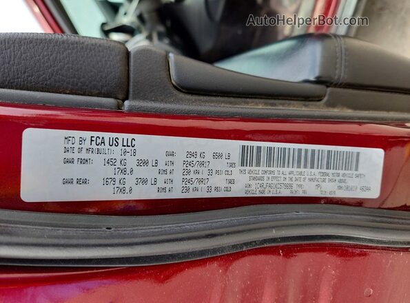 1C4RJFAG1KC579696 2019 JEEP GRAND Burgundy VIN კოდის სტიკერის ხედი