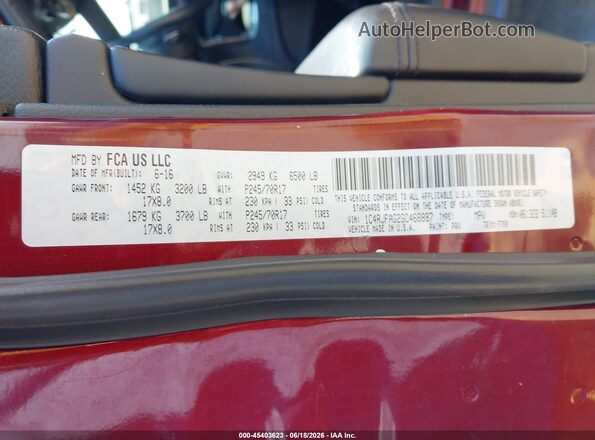 1C4RJFAG2GC468887 2016 JEEP GRAND CHEROKEE Burgundy Engine compartment view