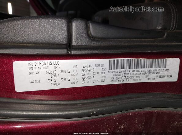 1C4RJFAG2JC143891 2018 JEEP GRAND CHEROKEE Burgundy Vista del compartimento del motor