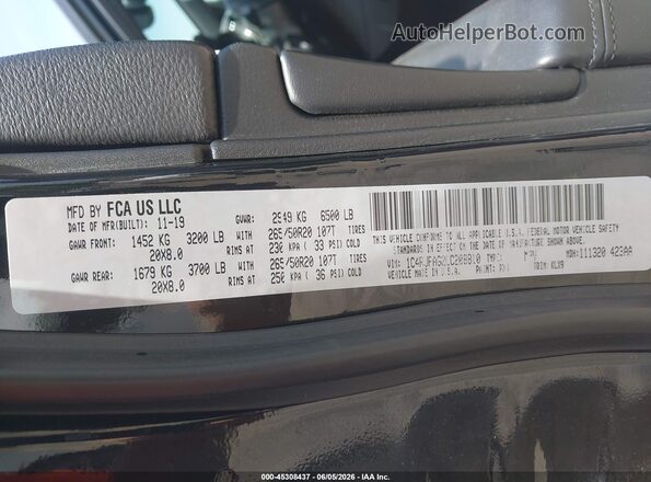 1C4RJFAG2LC208810 2020 JEEP GRAND CHEROKEE Black ძრავის განყოფილების ხედი