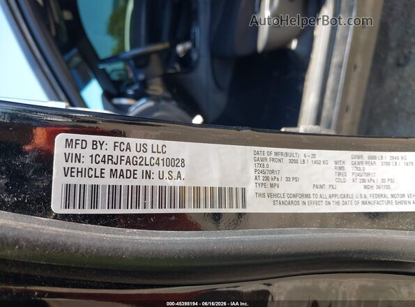 1C4RJFAG2LC410028 2020 JEEP GRAND CHEROKEE Black ძრავის განყოფილების ხედი