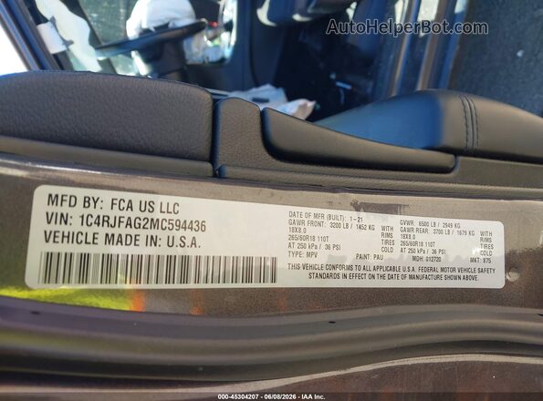 1C4RJFAG2MC594436 2021 JEEP GRAND CHEROKEE Gray Vista del compartimento del motor