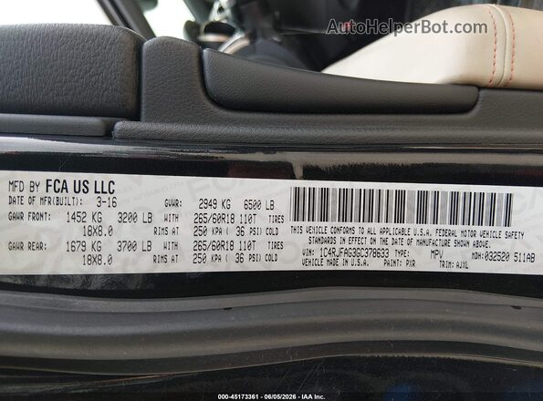 1C4RJFAG3GC378633 2016 JEEP GRAND CHEROKEE Черный Вид подкапотного пространства
